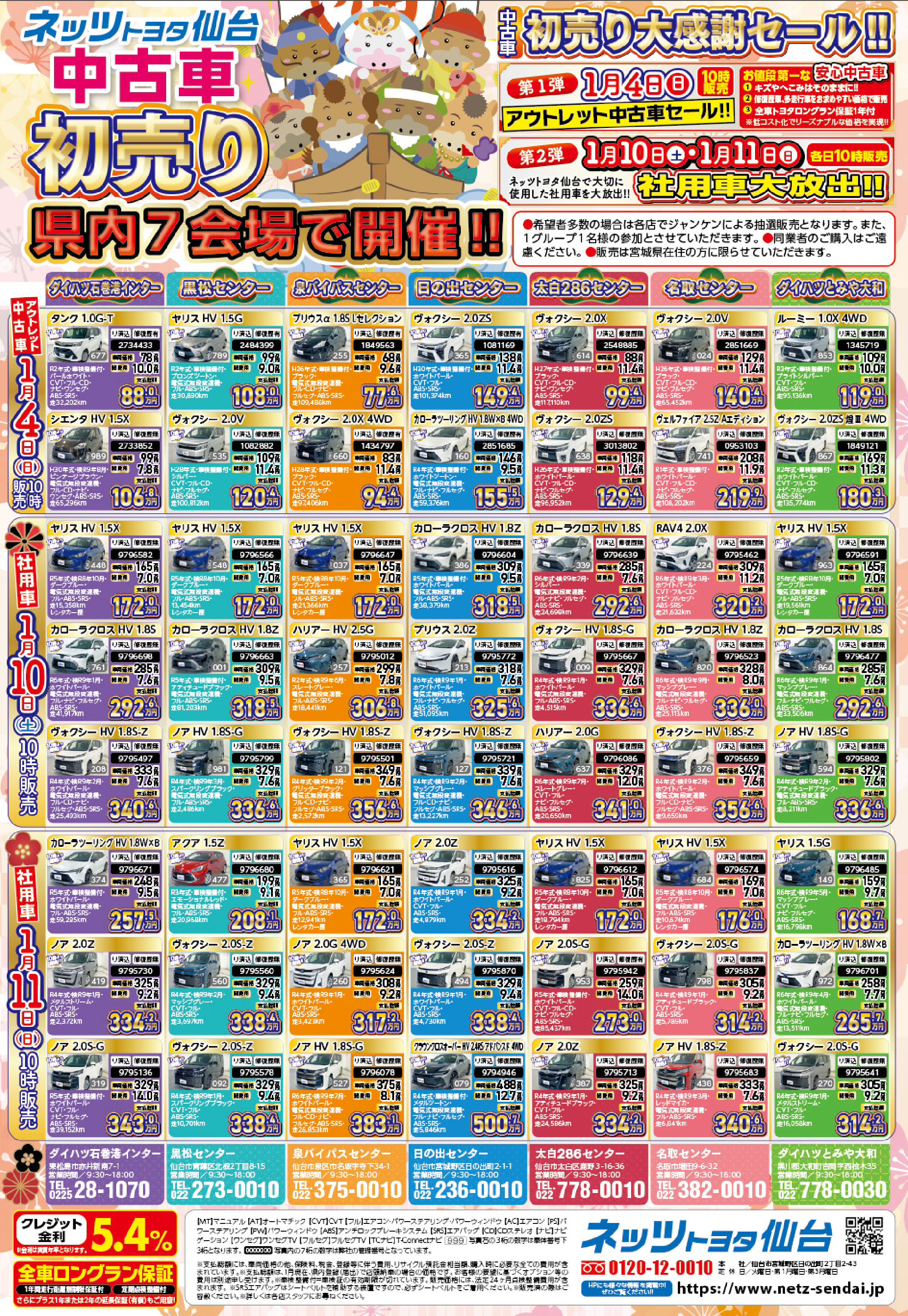 ネッツトヨタ仙台 中古車 初売り 県内7会場で開催！！
